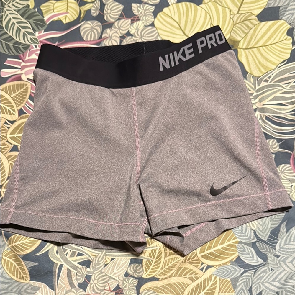 Nike Gray and Black Athletic Shorts with Elastic Waistband